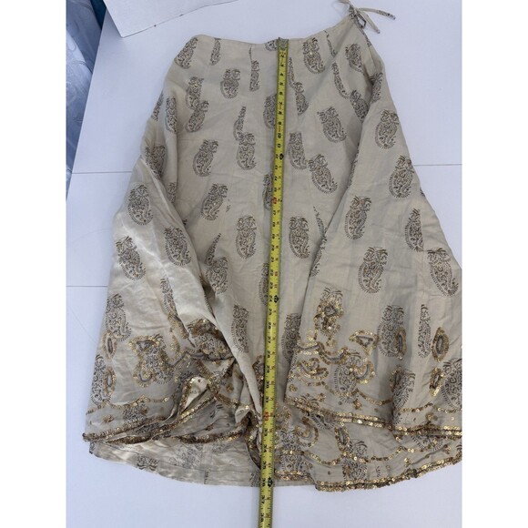 Carole Little Vintage skirt Linen Blend sequin Folk Cottagecore Fairy Midi 8 - Picture 13 of 13